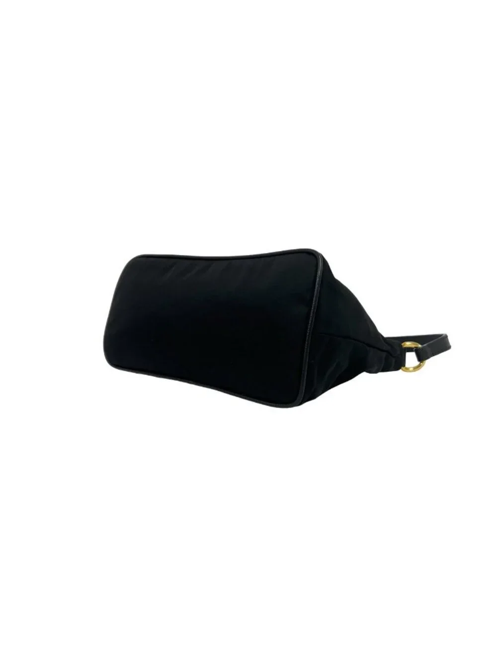 Prada Logo Tessuto Pocono Nylon Saffiano Leather Mini Handbag Pouch Black
